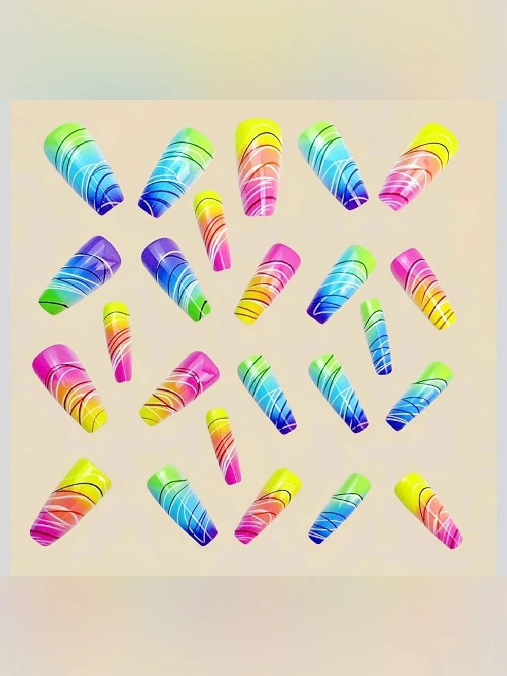 Colorful Fake Press On Nails NWT